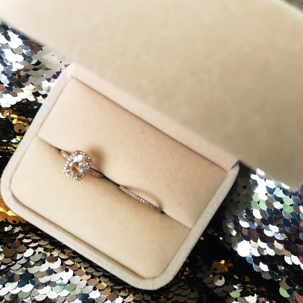 Rose gold & Morganite Wedding Set/Band - Size 5